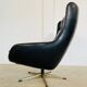 Vintage Danish mid-century black leather swivel chair, 1970s