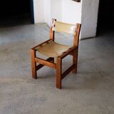 4 chairs in elm and leather Maison Regain