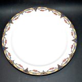 Round dish in Limoges porcelain - W. GUERIN & Cie 1900 - decoration floral garlands