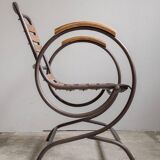 Industrial armchairs in metal and wood 1950s style