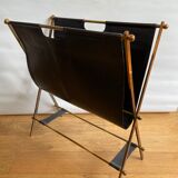 Leather and gilded brass magazine holder