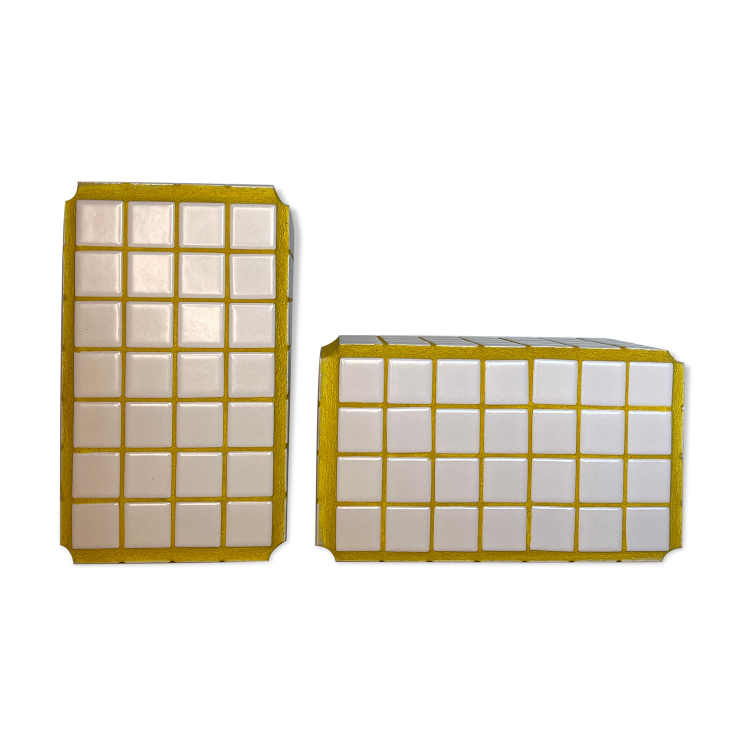 Pair of white and yellow bookends