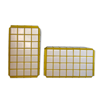 Pair of white and yellow bookends