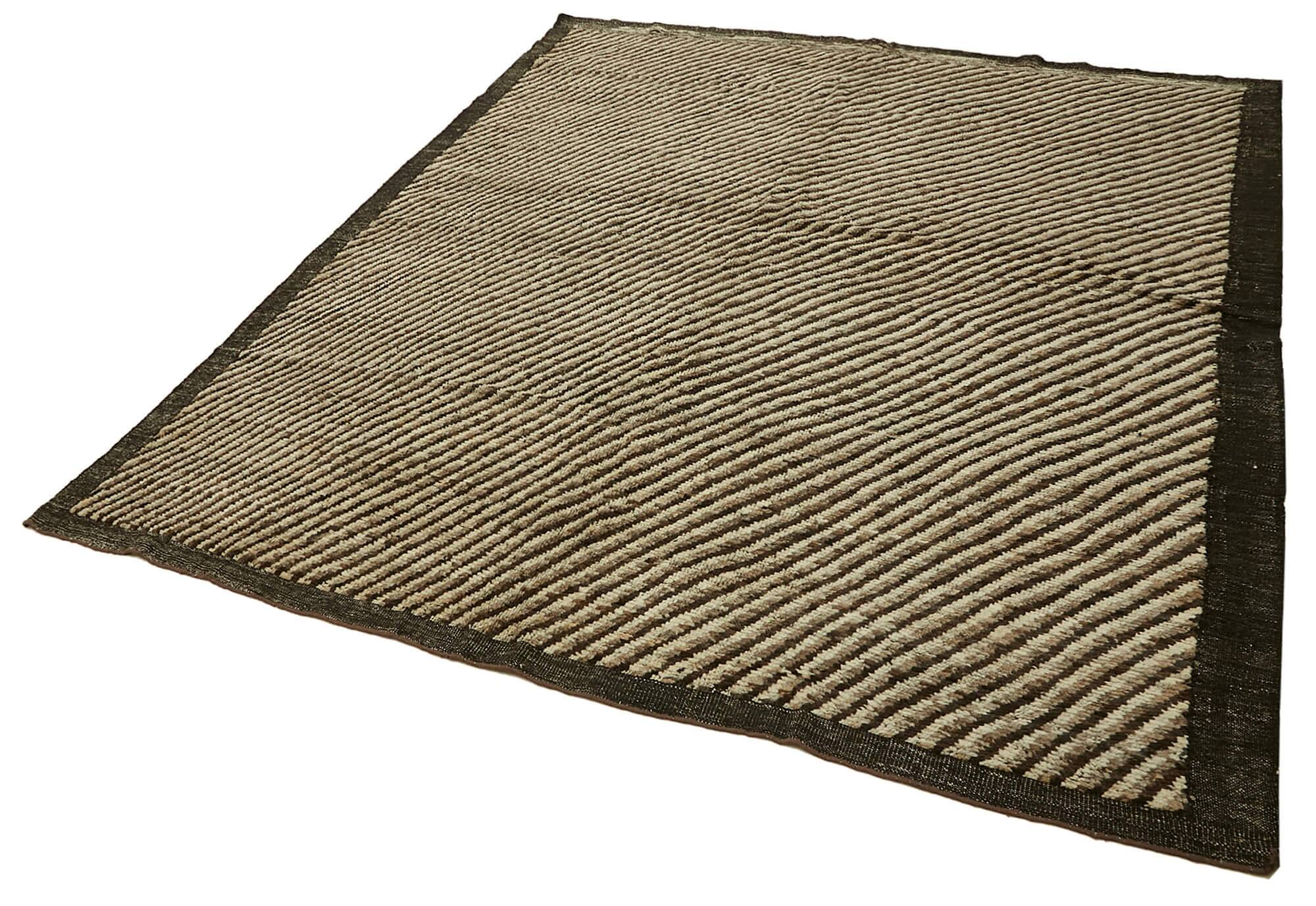 Handwoven Turkish Rustic 283 cm x 345 cm Brown Wool Carpet