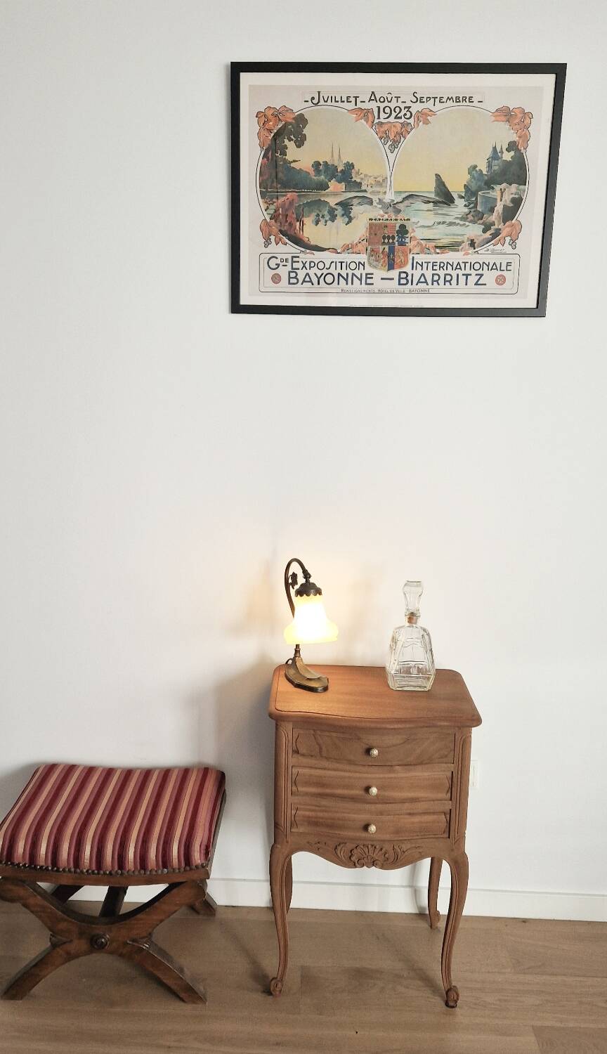 Louis XV style wooden bedside chest of drawers