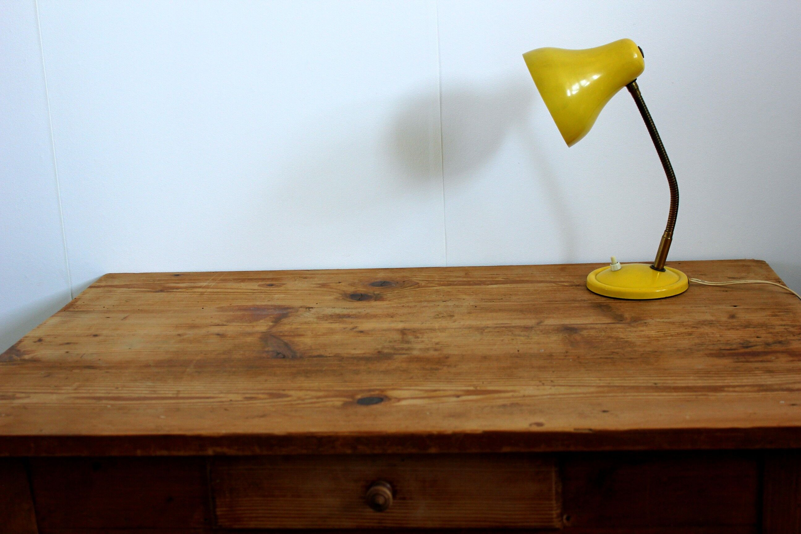 Vintage Bedside Desk Lamp Yellow Year 50