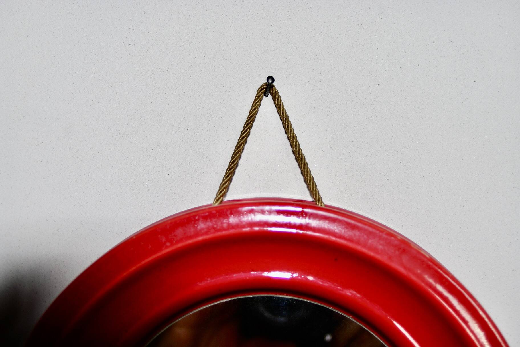 Vintage bright red ceramic mirror 1960