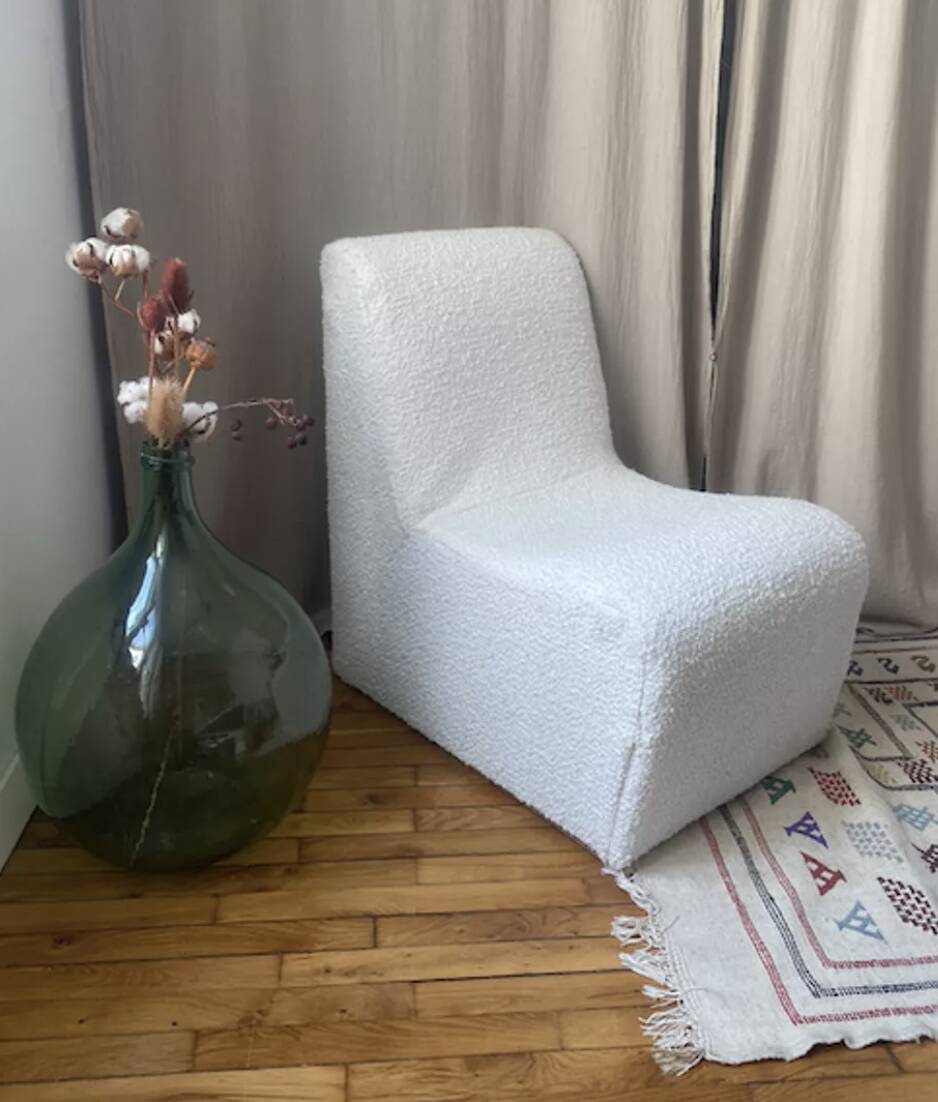 Boucle wool fireside chair