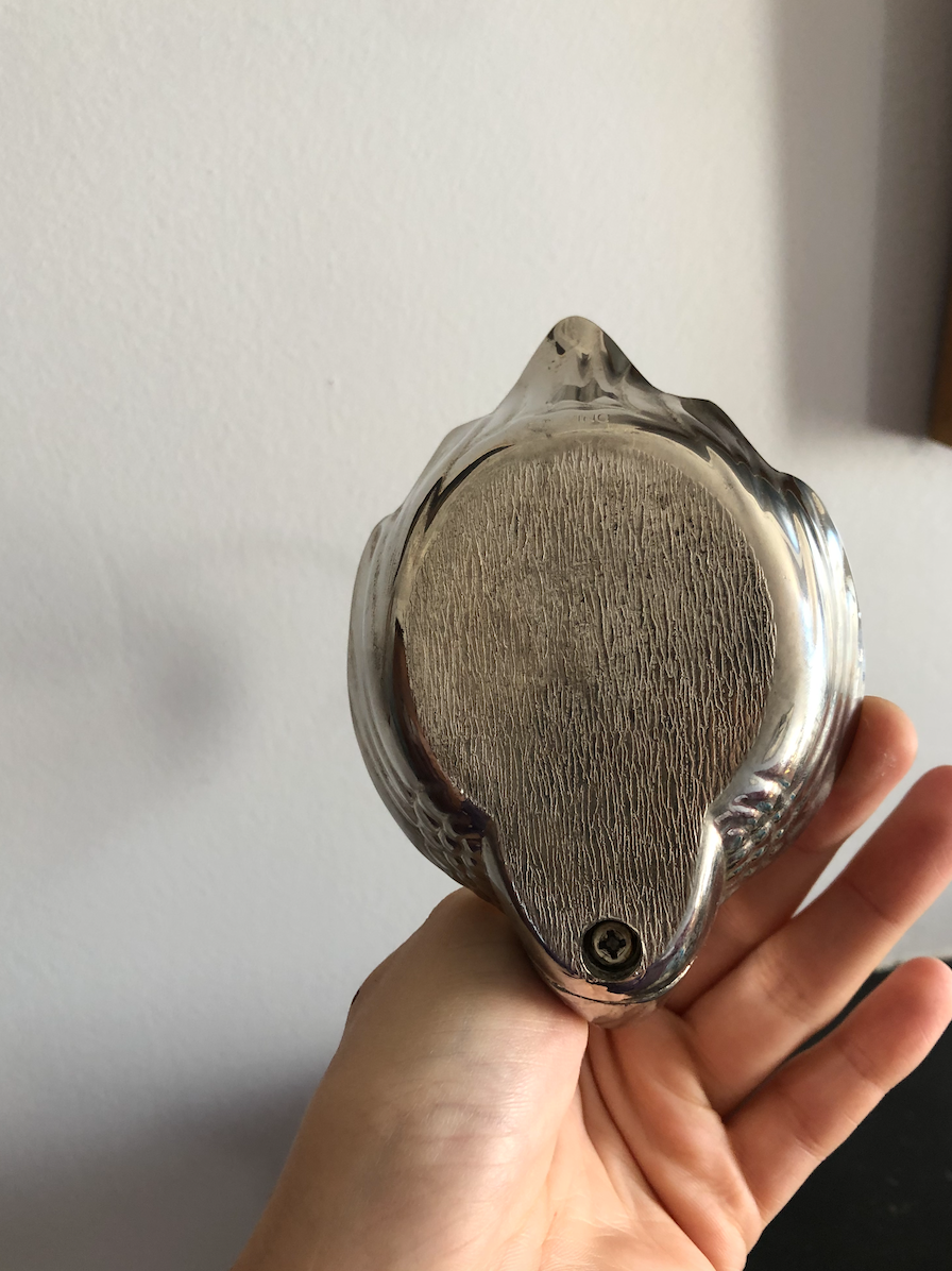 Empty silver swan pocket