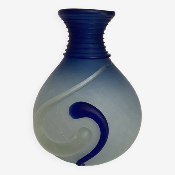 Vase bleu cobalt style Murano