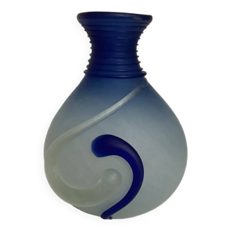 Vase bleu cobalt style Murano