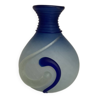 Murano style cobalt blue vase