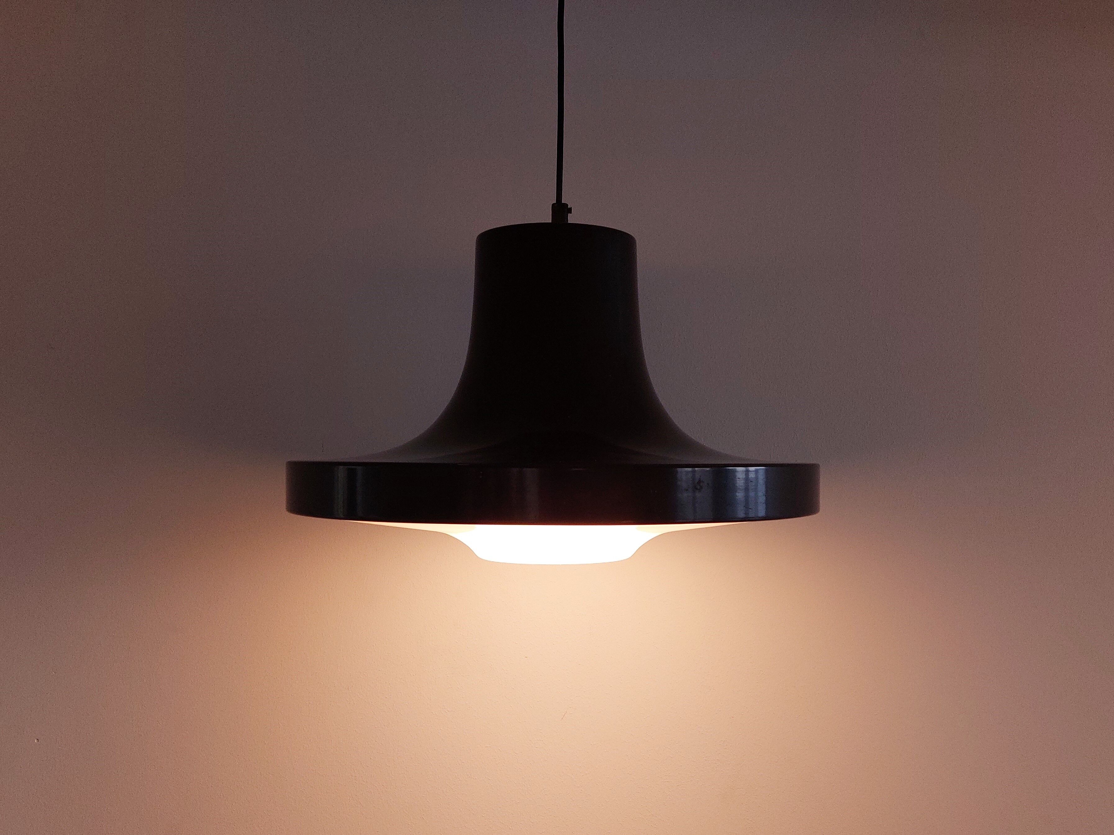 Brown metal pendant lamp with perspex diffuser for ab fagerhult, sweden