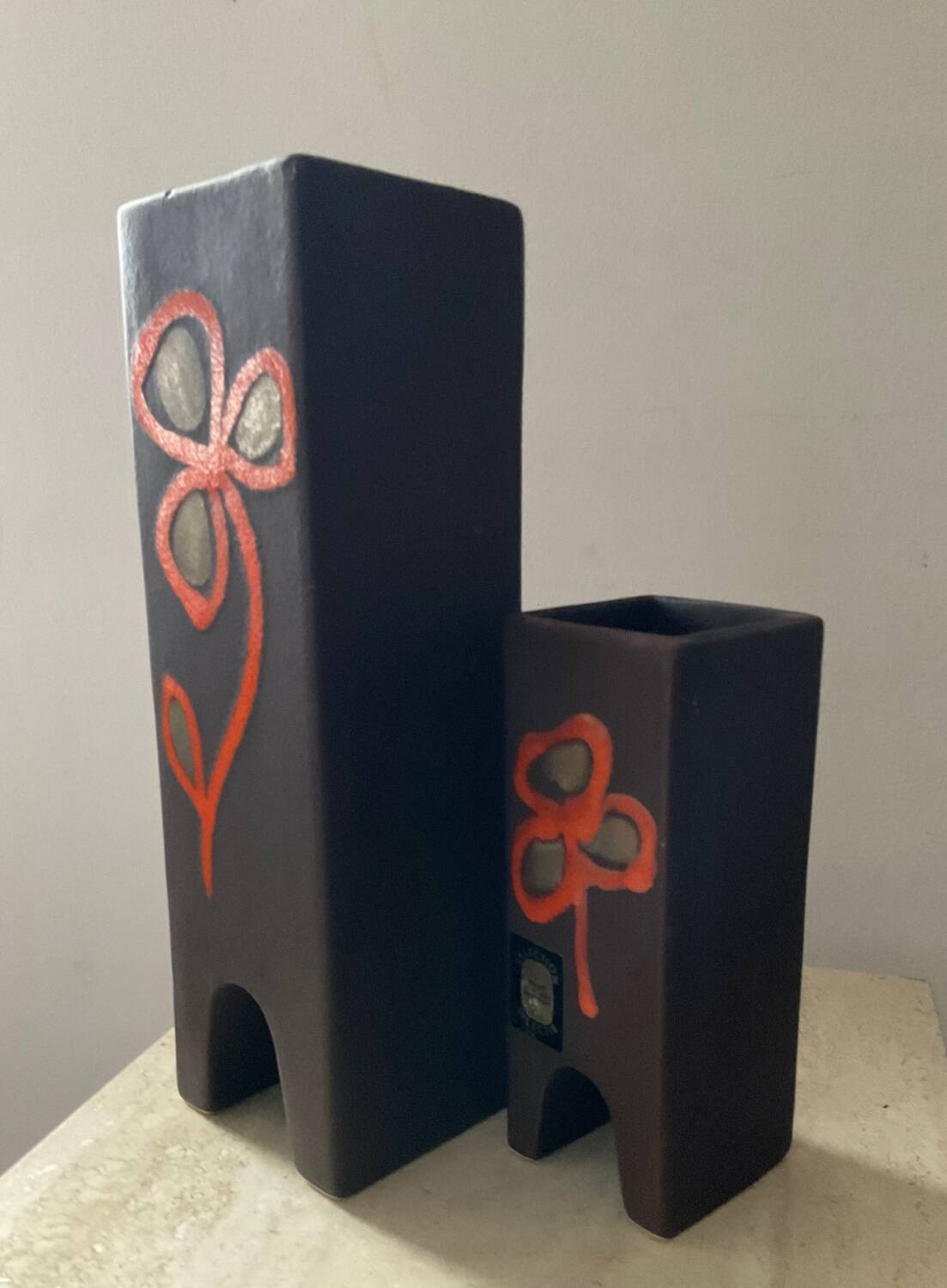 Duo of vintage ceramic vases
