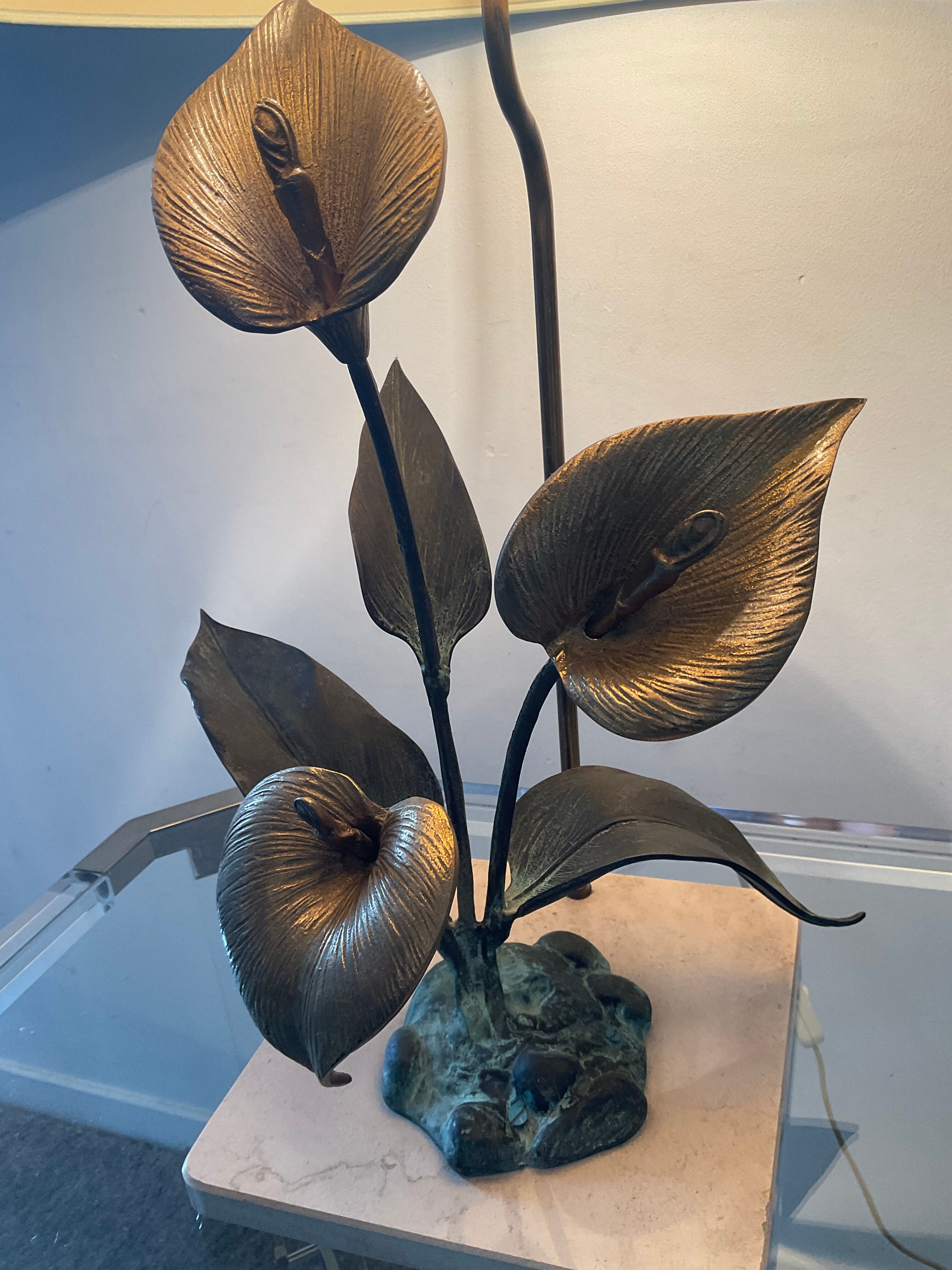 Vintage lamp in travertine and bronze 70s