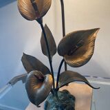 Vintage lamp in travertine and bronze 70s