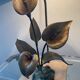 Vintage lamp in travertine and bronze 70s