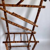 Antique bamboo wardrobe with mirror — exotic style, late 19th century