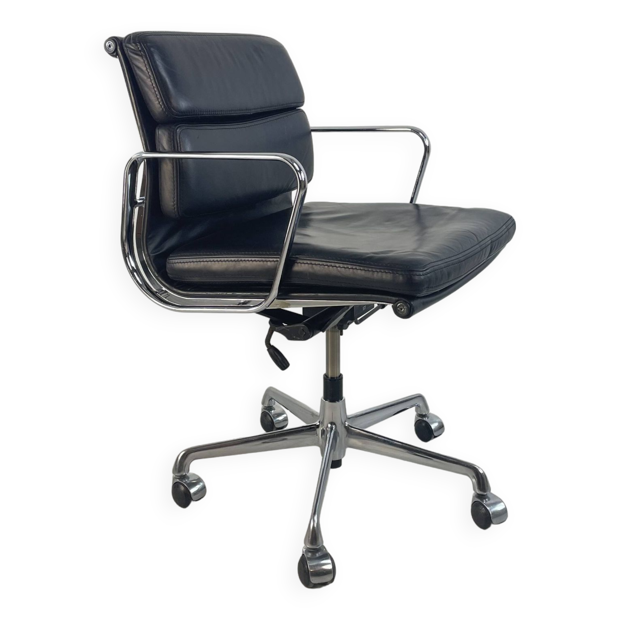 Eames ICF for Herman Miller black leather Soft Pad height adjustable Group chair