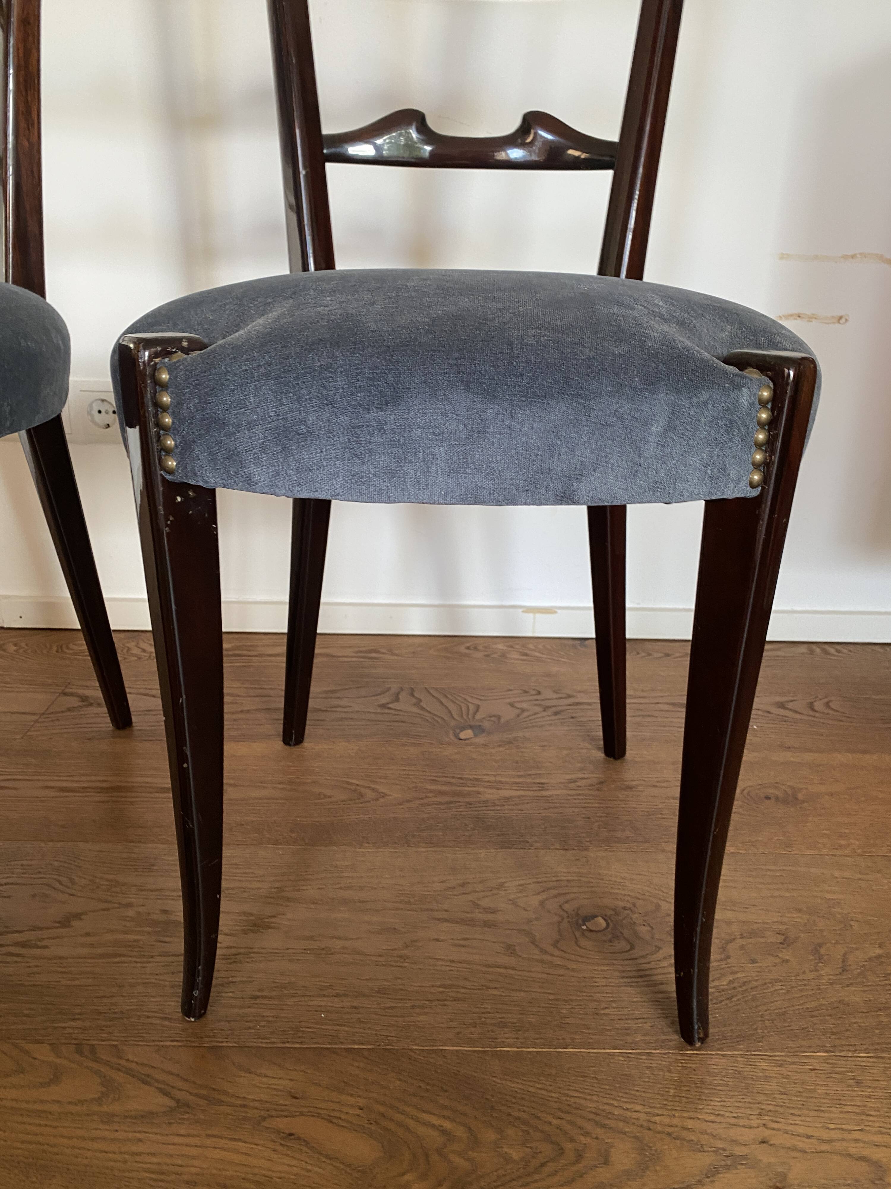 Set of four Italian Mid-Century Modern High Back dining chairs by Aldo Tura