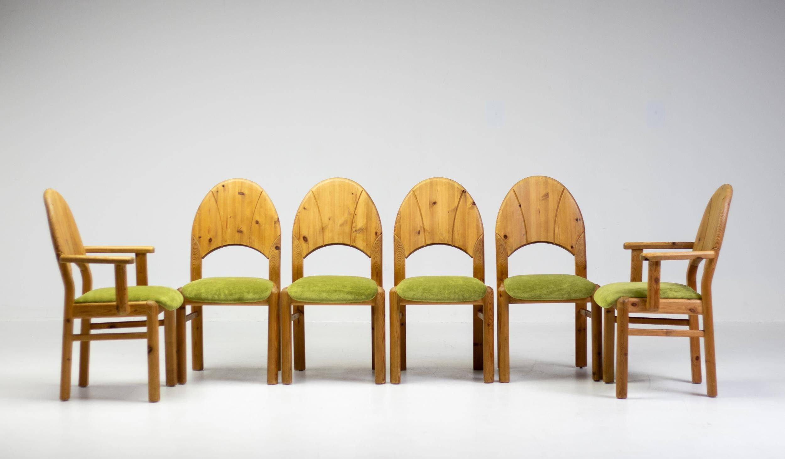 The Modern Scandinavian Oregon Pine Mid-Modern Dining Set - 4 Accent Chairs and 2 Armchairs