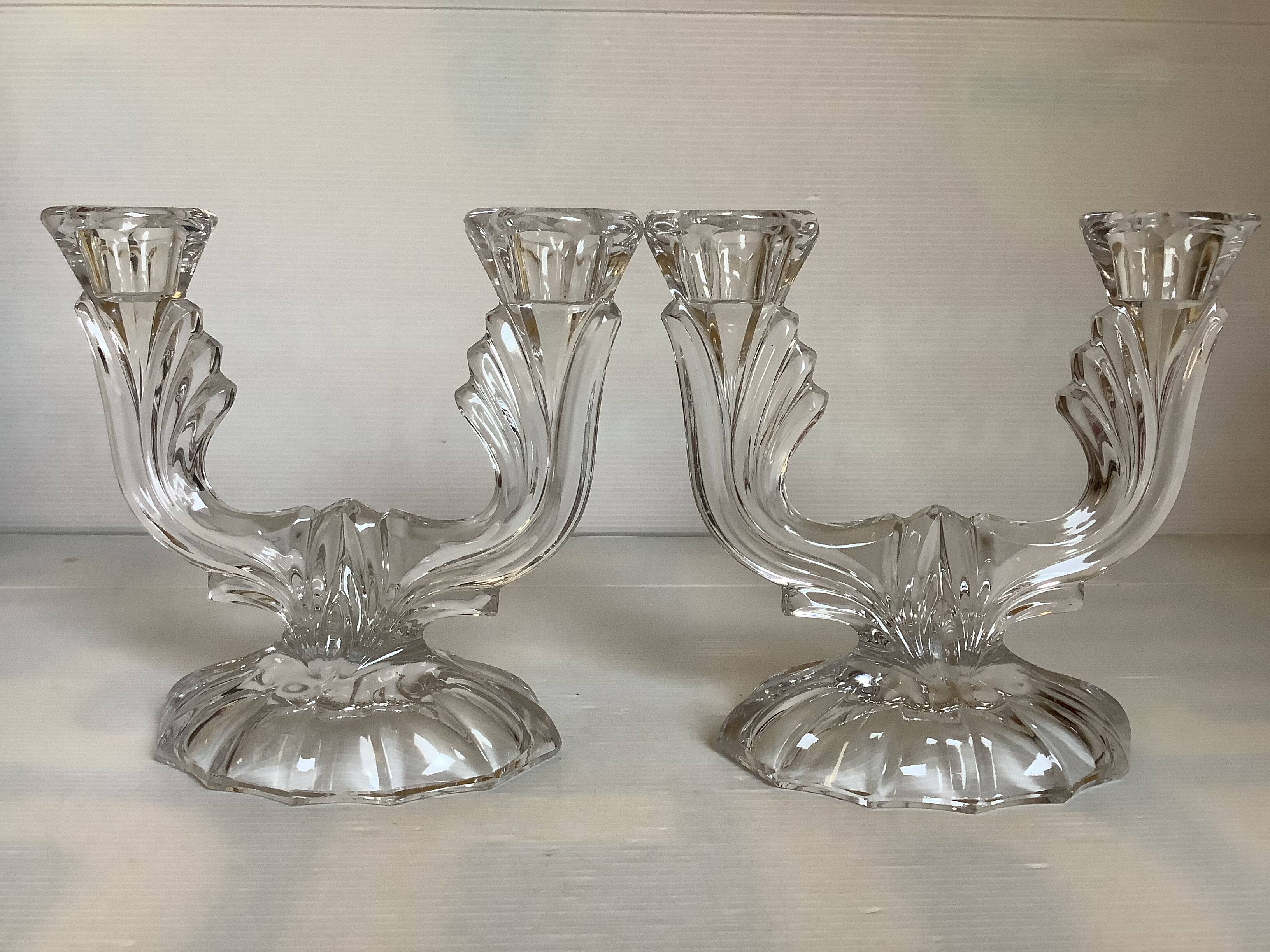 Pair of two-light Art Deco candlesticks