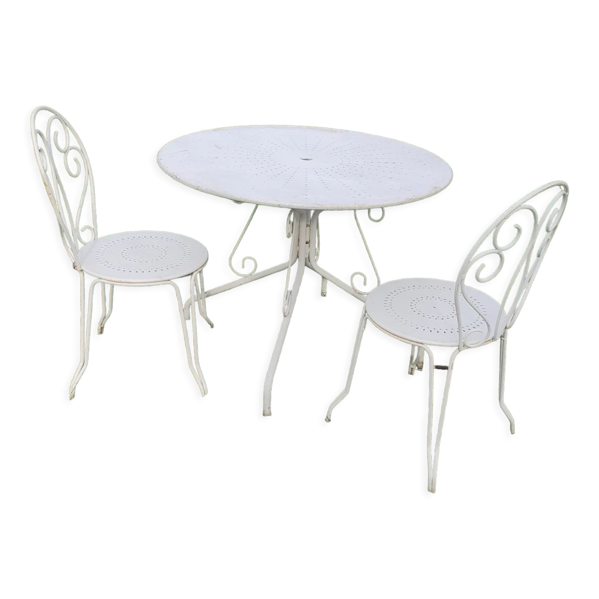 Salon de jardin fer 1 table 2 chaises