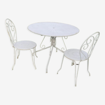Salon de jardin fer 1 table 2 chaises