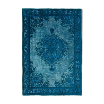 Tapis oriental noué à la main des années 1980 206 cm x 308 cm turquoise