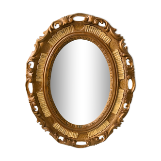 Oval mirror gilded stucco medallion 70s