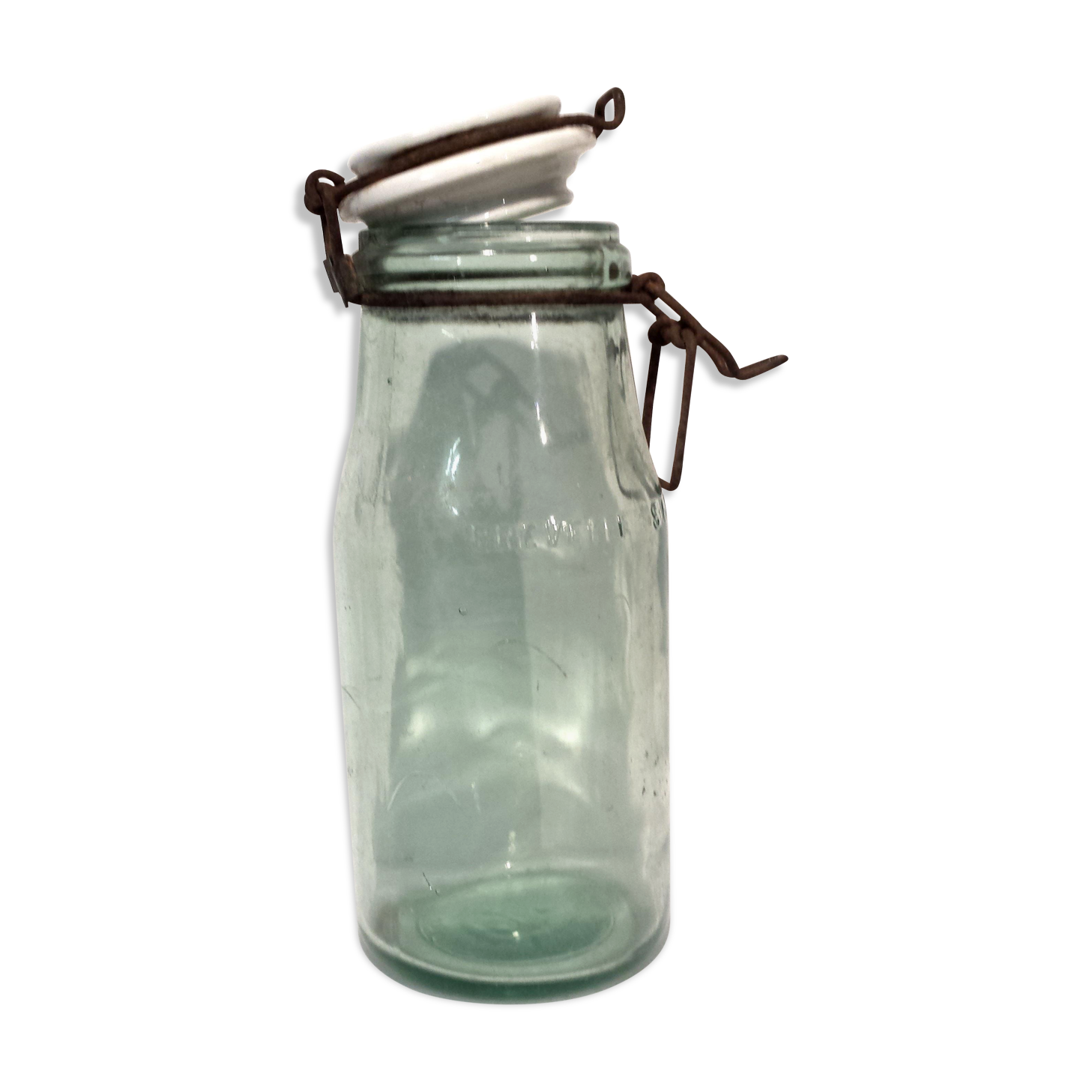 Bocal vintage  " l'idéale" bouchon faience  litre