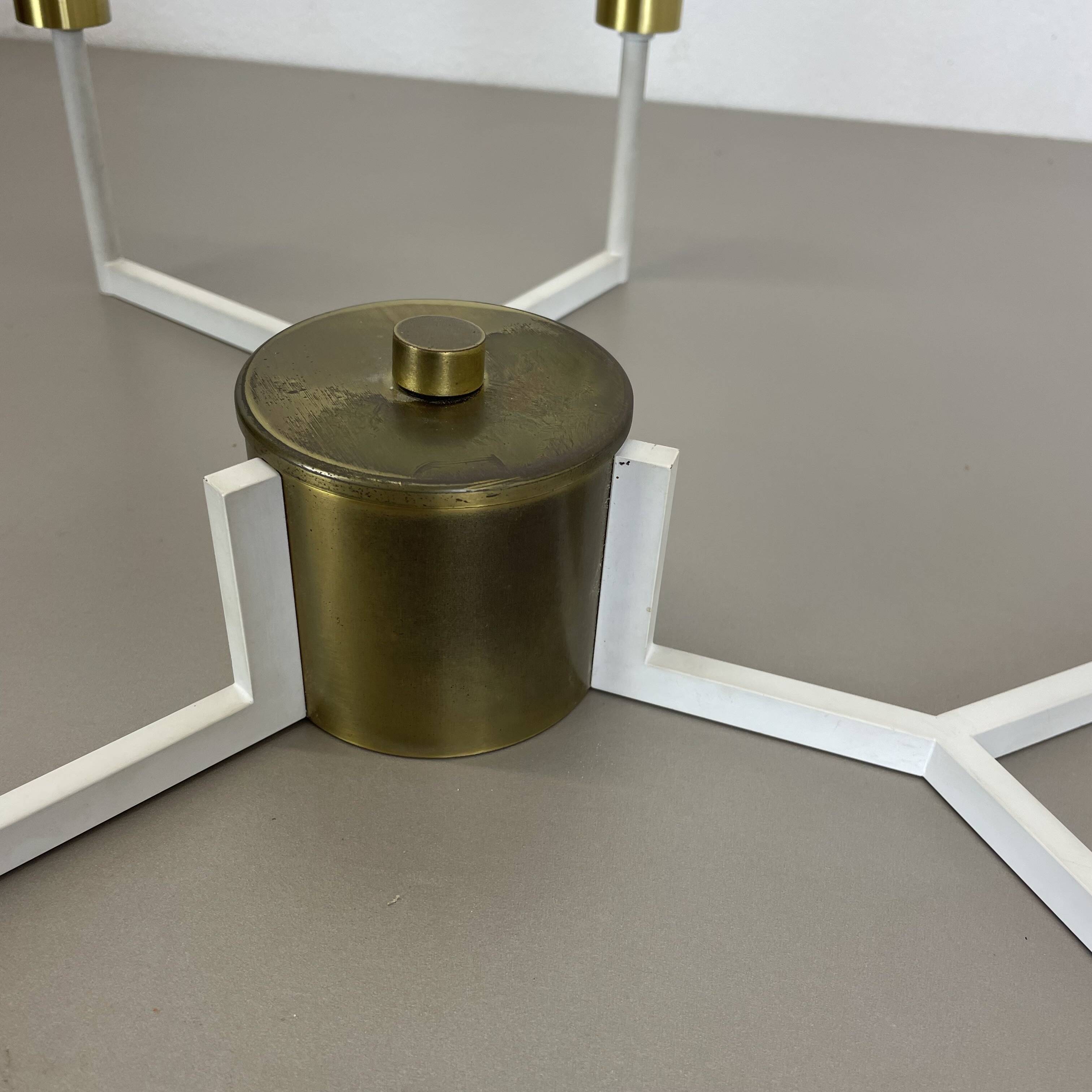 Large brass italian cubic sputnik ceiling light flush mount, italy, 1960s