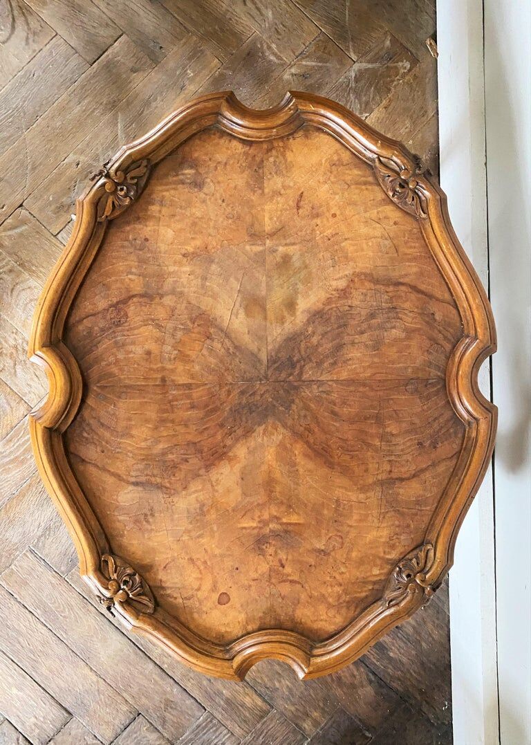 Louis XV style coffee table in beech and walnut hand-carved Circa 1870