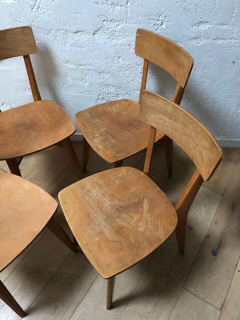 Lot de 4 chaises bistrot années 50