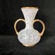 white and gold Clichy glass vase