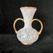 vase en verre de clichy blanc et doré