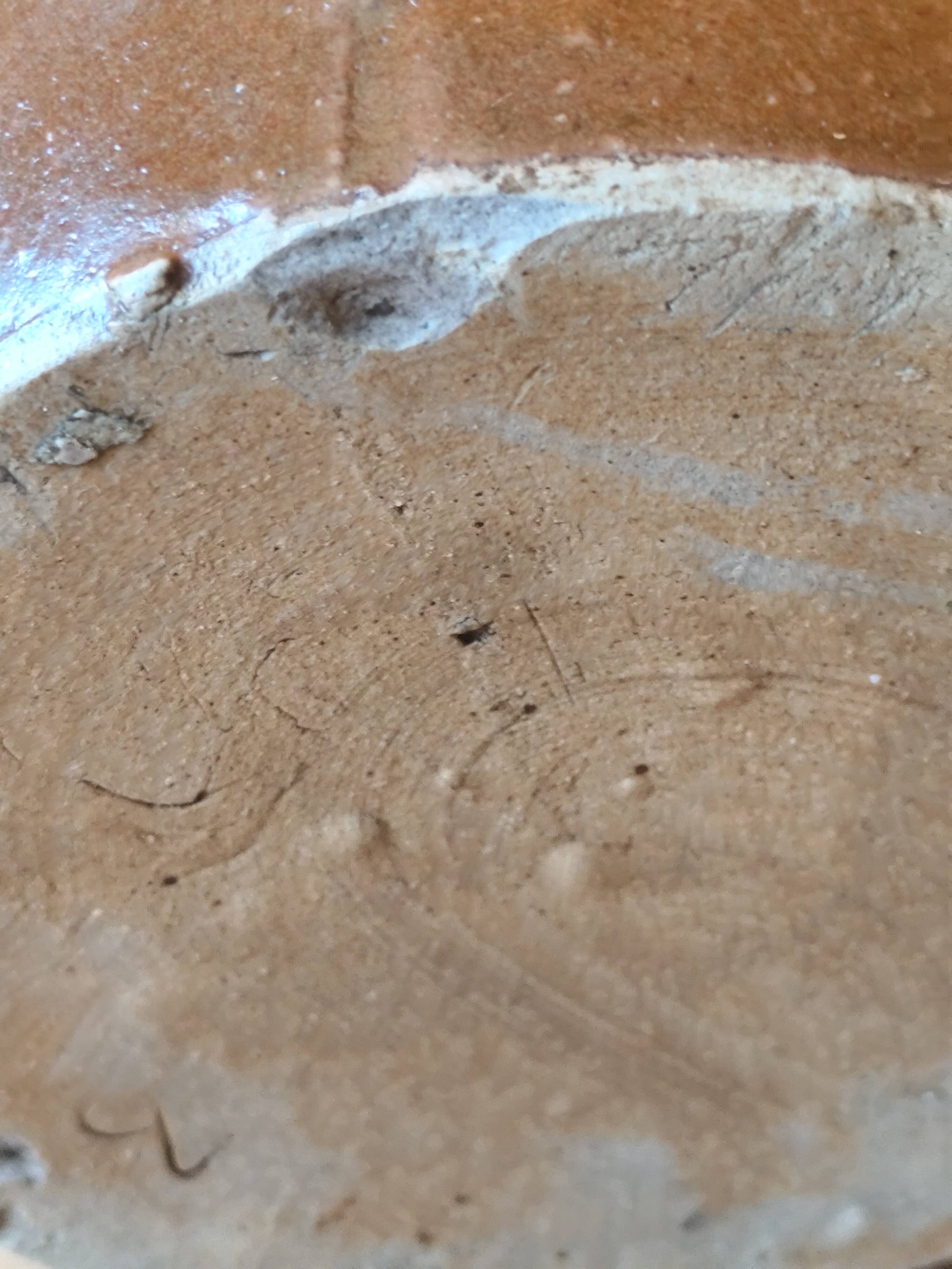 Brown glazed stoneware pot - antique glazed ceramic utensil holder