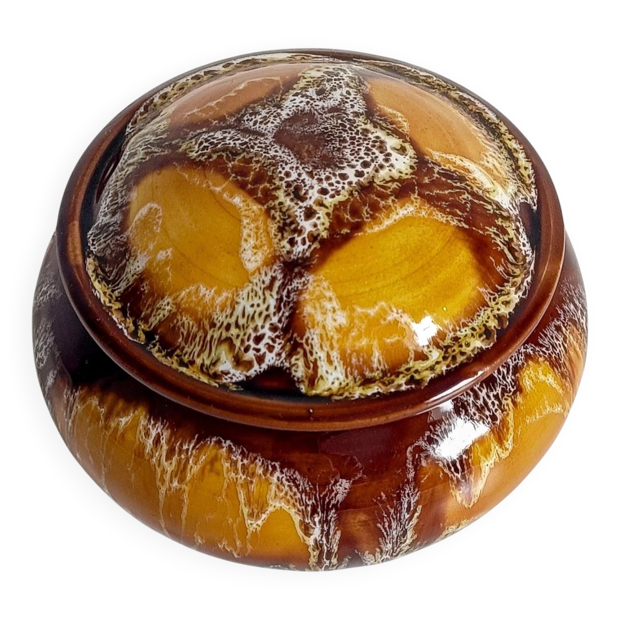 Mid-Century Vallauris Ceramic Box with Earthy Glaze, France, 1950s