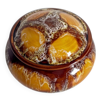 Mid-Century Vallauris Ceramic Box with Earthy Glaze, France, 1950s