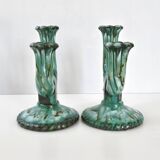 Pair of vintage Longwy candlesticks 1960