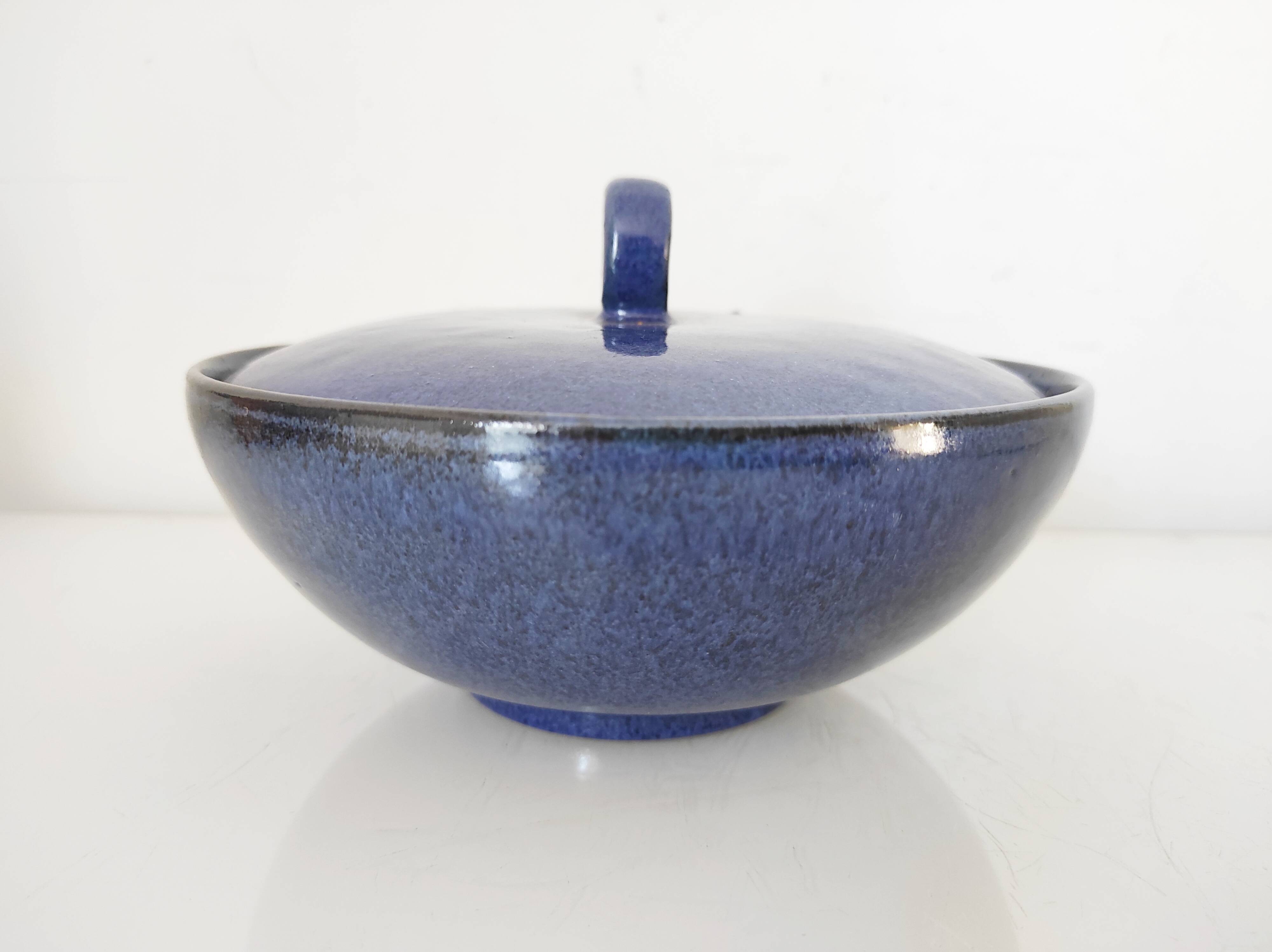 Dark blue ceramic candy box