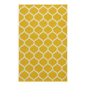Tapis en laine jaune et ivoire tissé à la main marocain vintage, fin du 20e siècle
