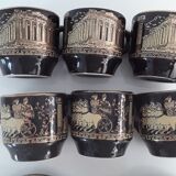 Cups and under cups with black coffee pattern greque dorea gold 24k