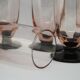 Lot of 5 pink and black champagne flutes
