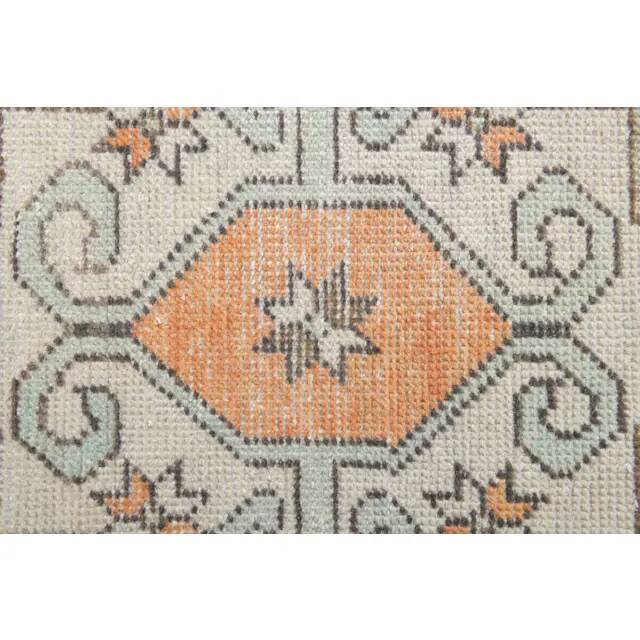 Vintage Turkish Hand-Knotted Wool Cotton Orange Runner Rug 69x271