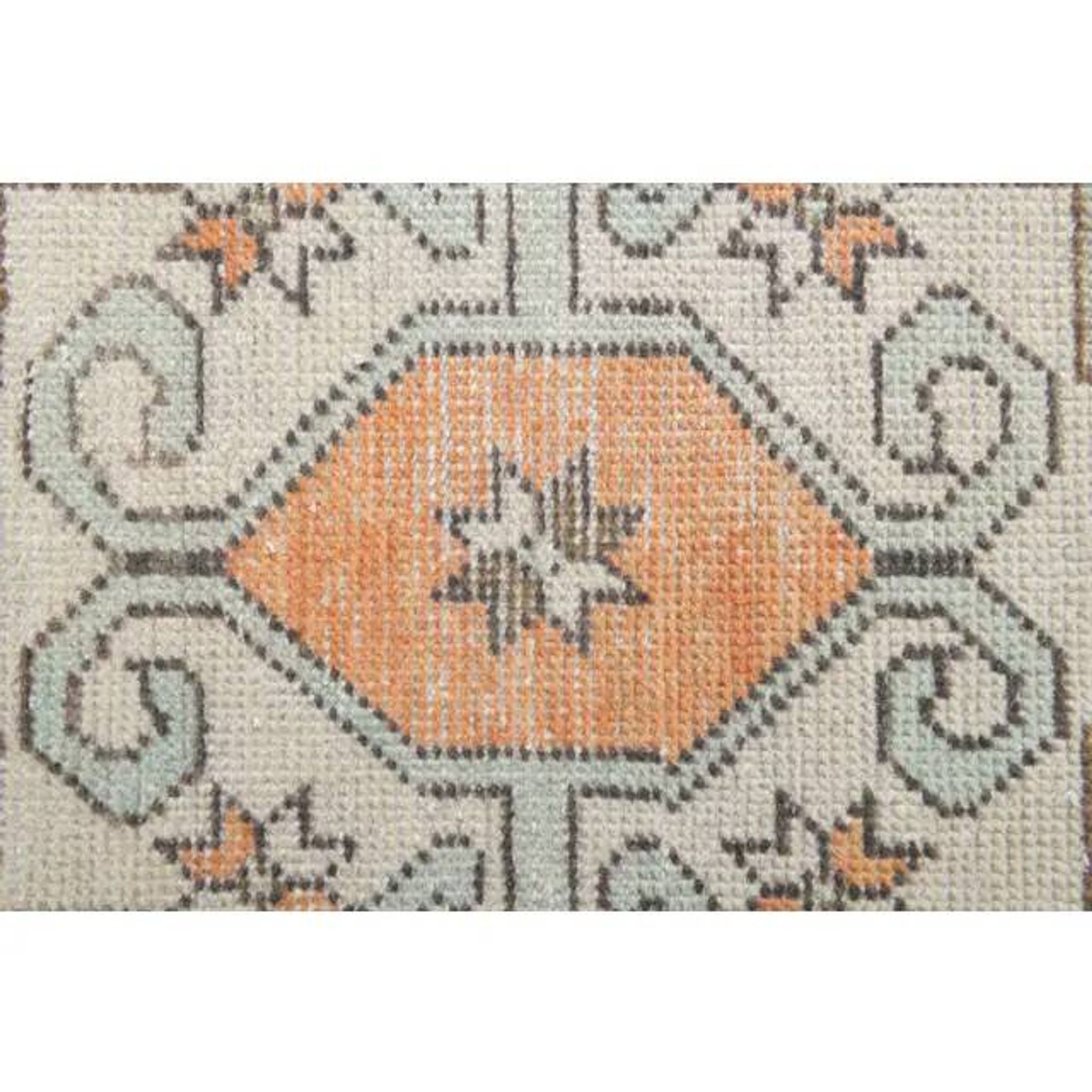 Vintage Turkish Hand-Knotted Wool Cotton Orange Runner Rug 69x271