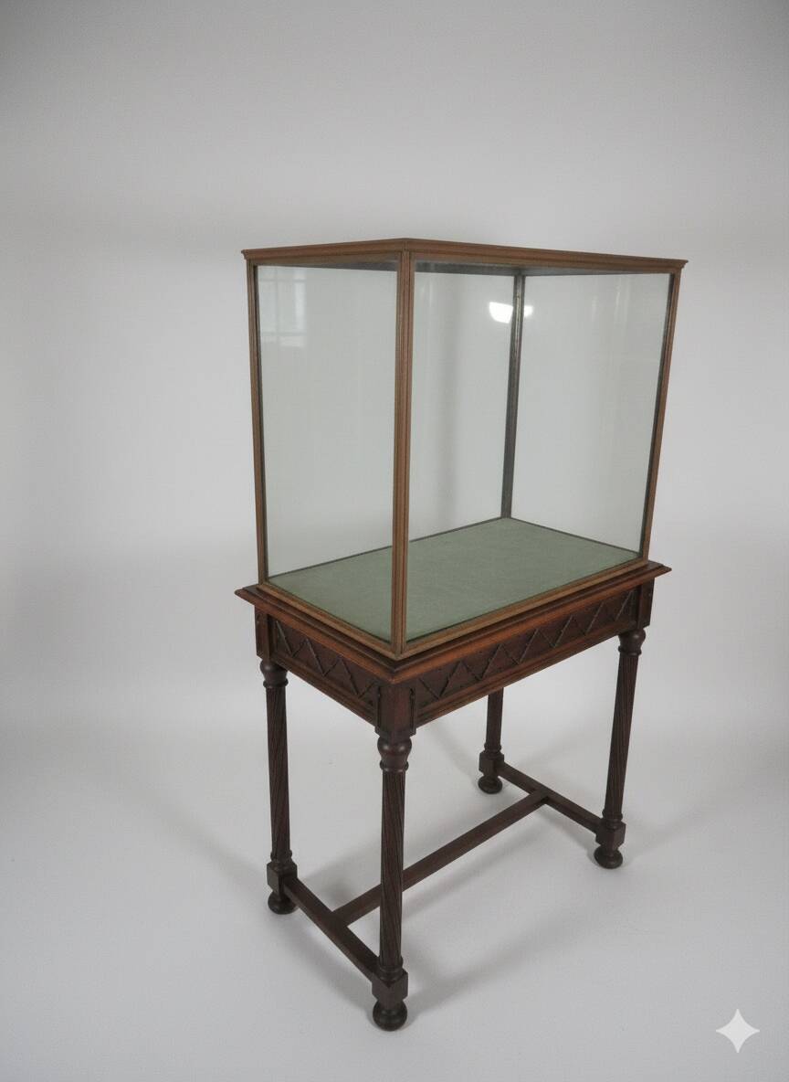 Antique display cabinet in 19th-century Gothic Revival style.