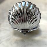 Antique silver-plated shell butter dish