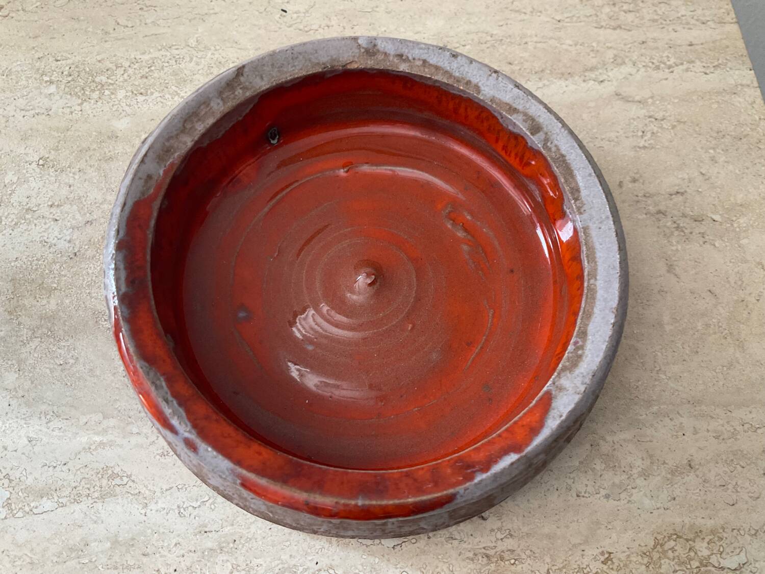 Vintage enamelled terracotta pocket tray