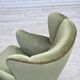 1960s, Scandinavian armchair, green furniture velour, oak wood legs.
